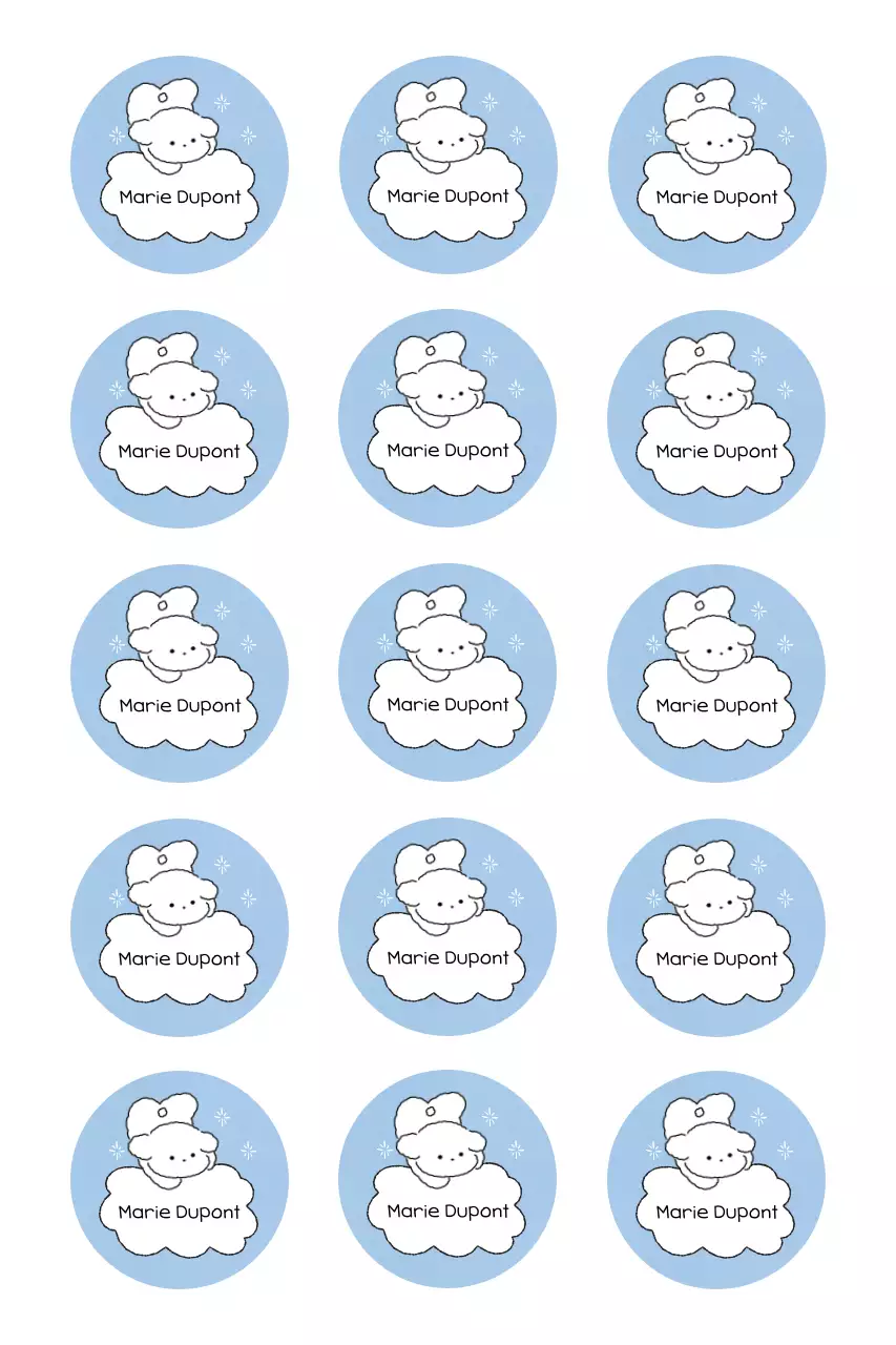 Autocollant mignon bleu ciel avec phrase