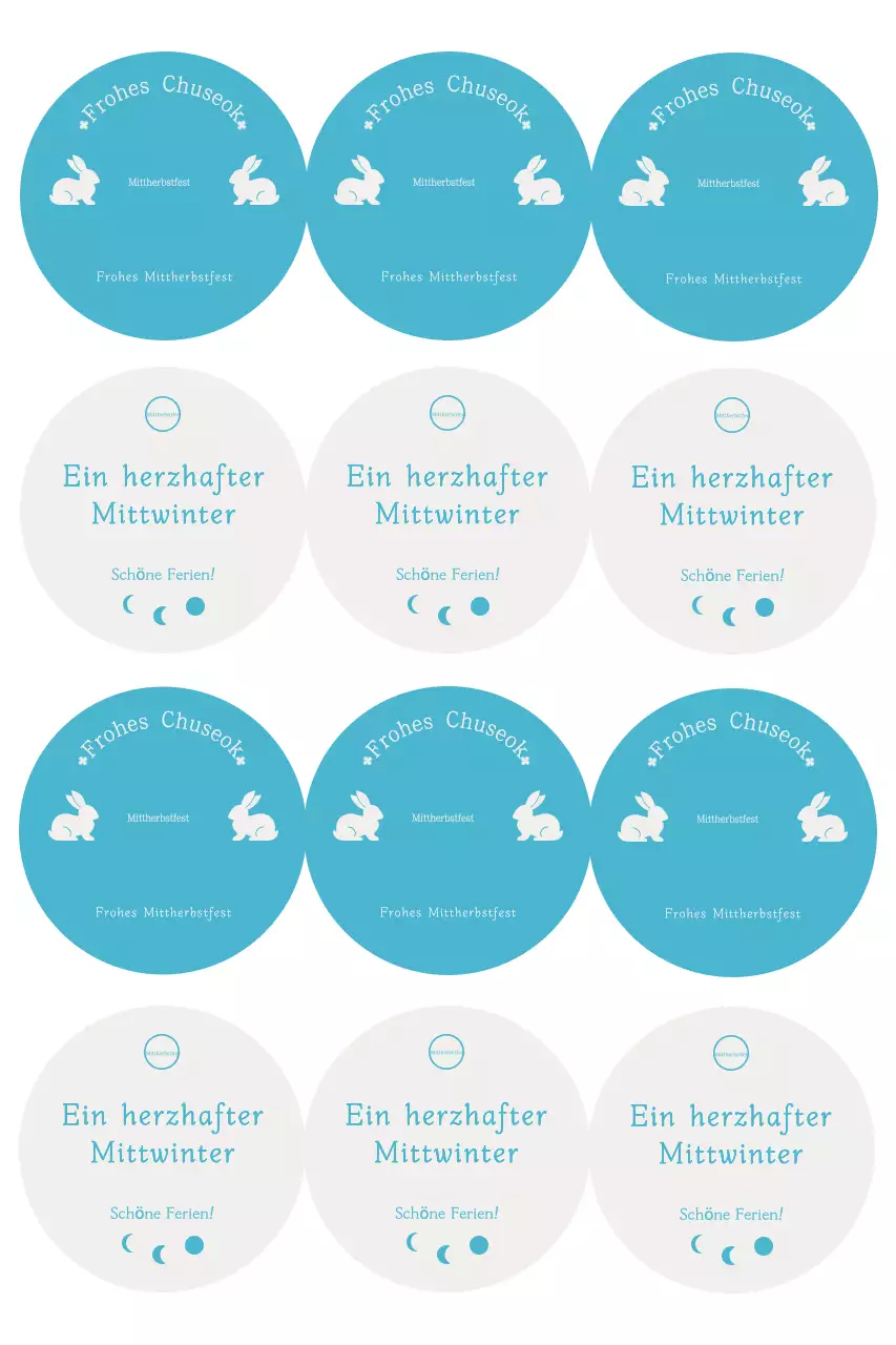 Himmelblauer einfacher Chuseok-Aufkleber