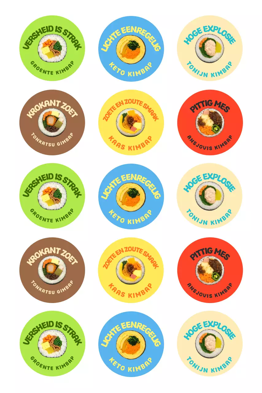 Kleurrijke eenvoudige Kimbap-stickers