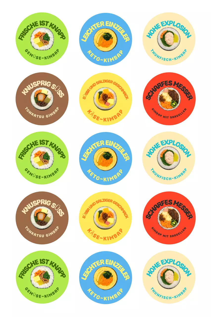 Bunte einfache Kimbap-Aufkleber