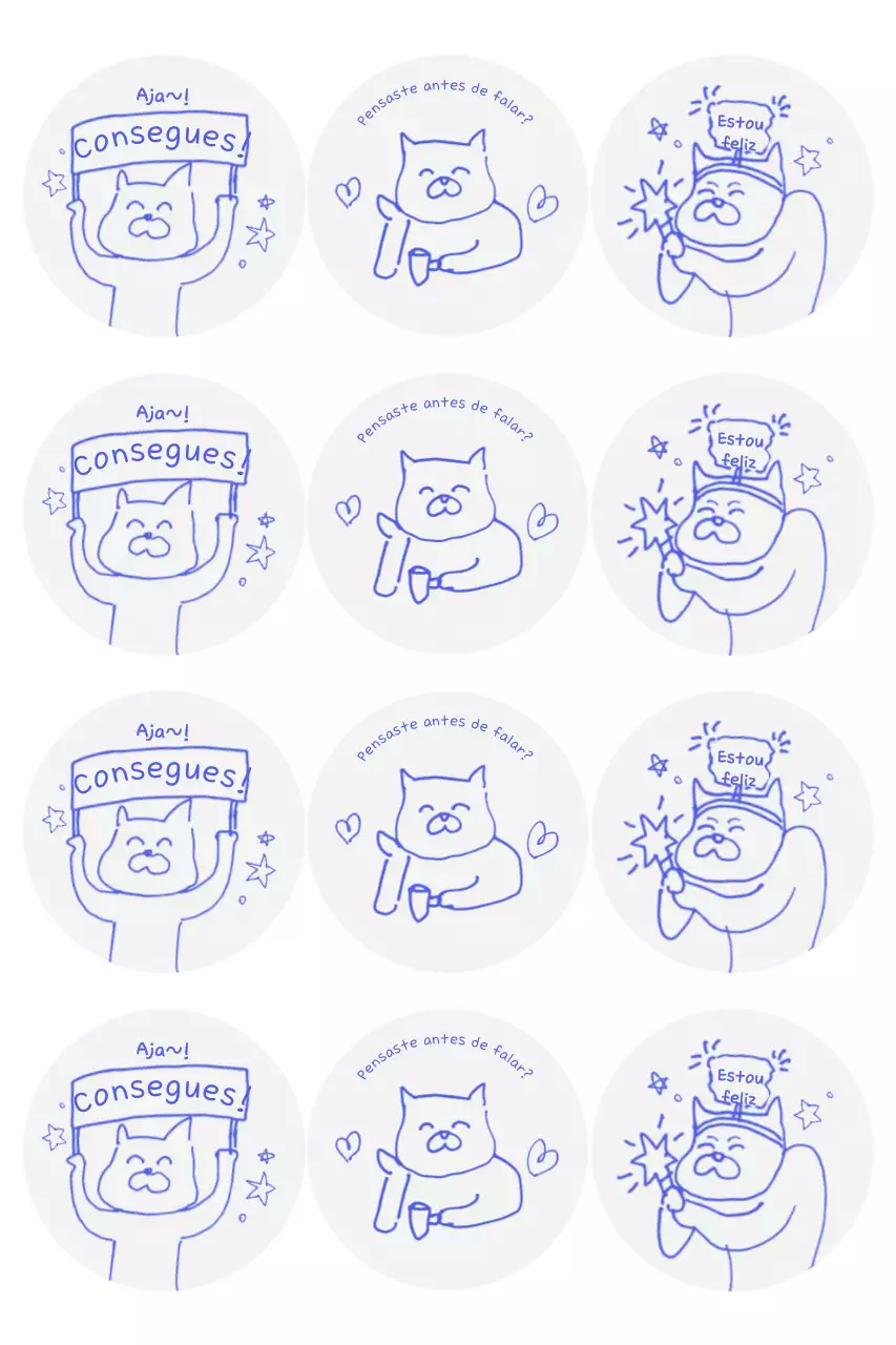 Adesivos azuis de desenho animado doente