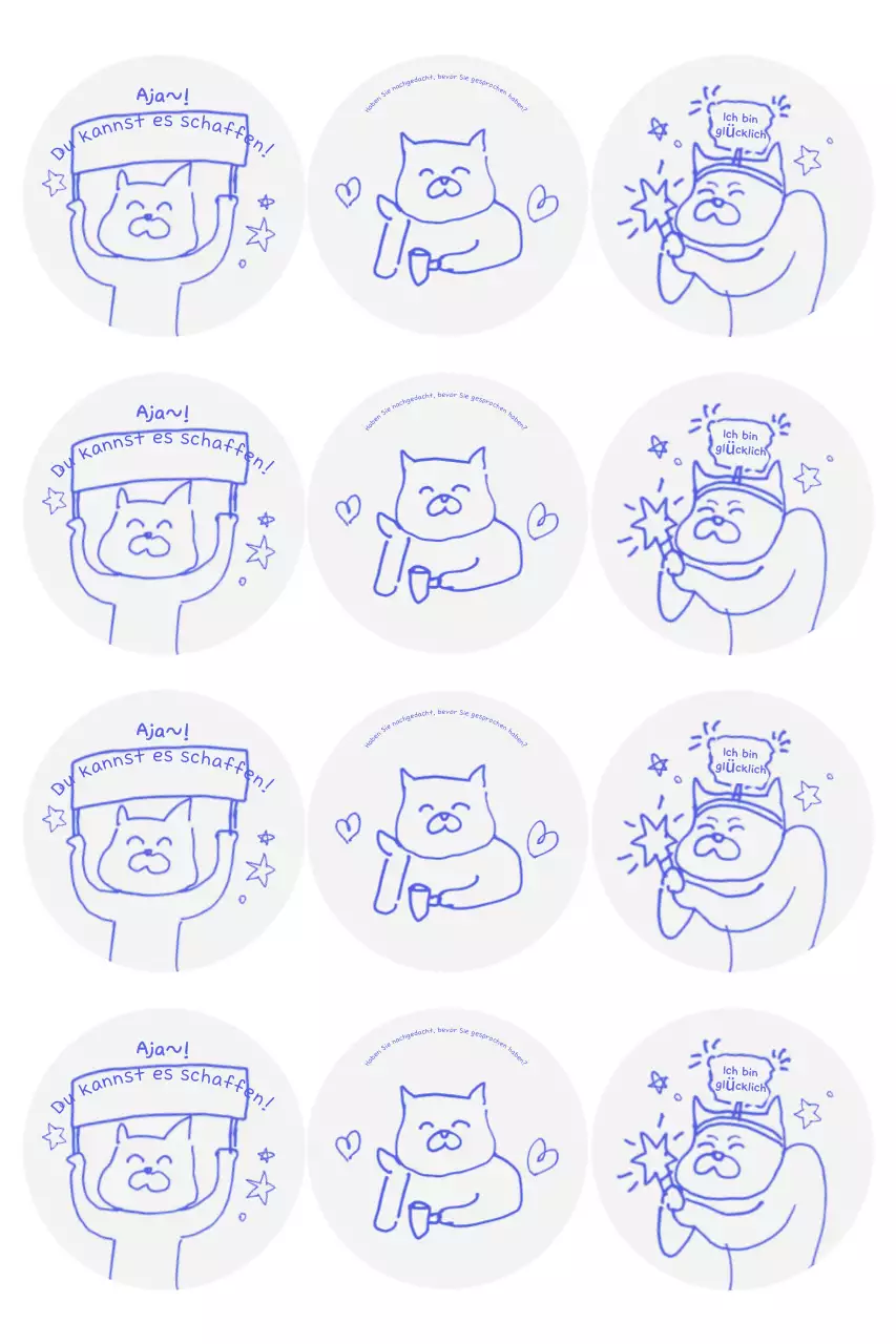 Blaue kranke Cartoon-Aufkleber