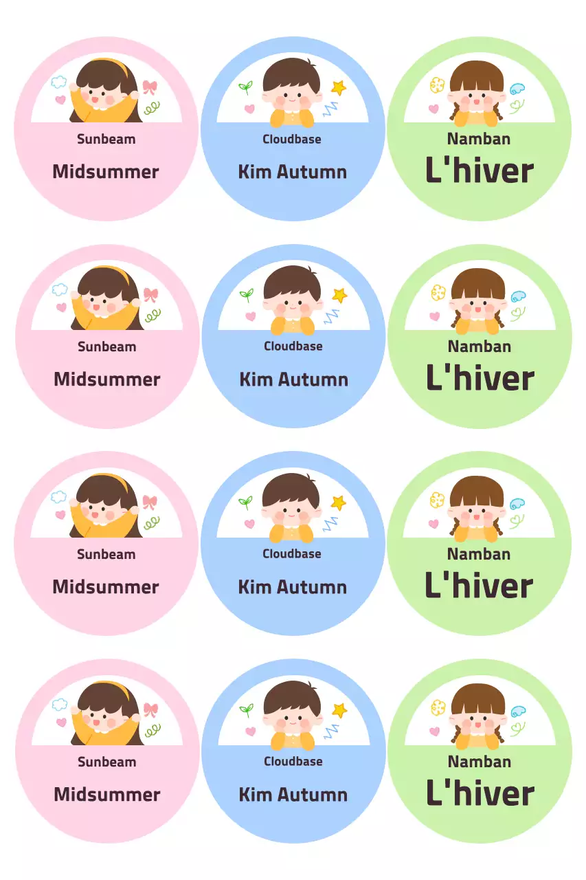 Autocollants bleus mignons