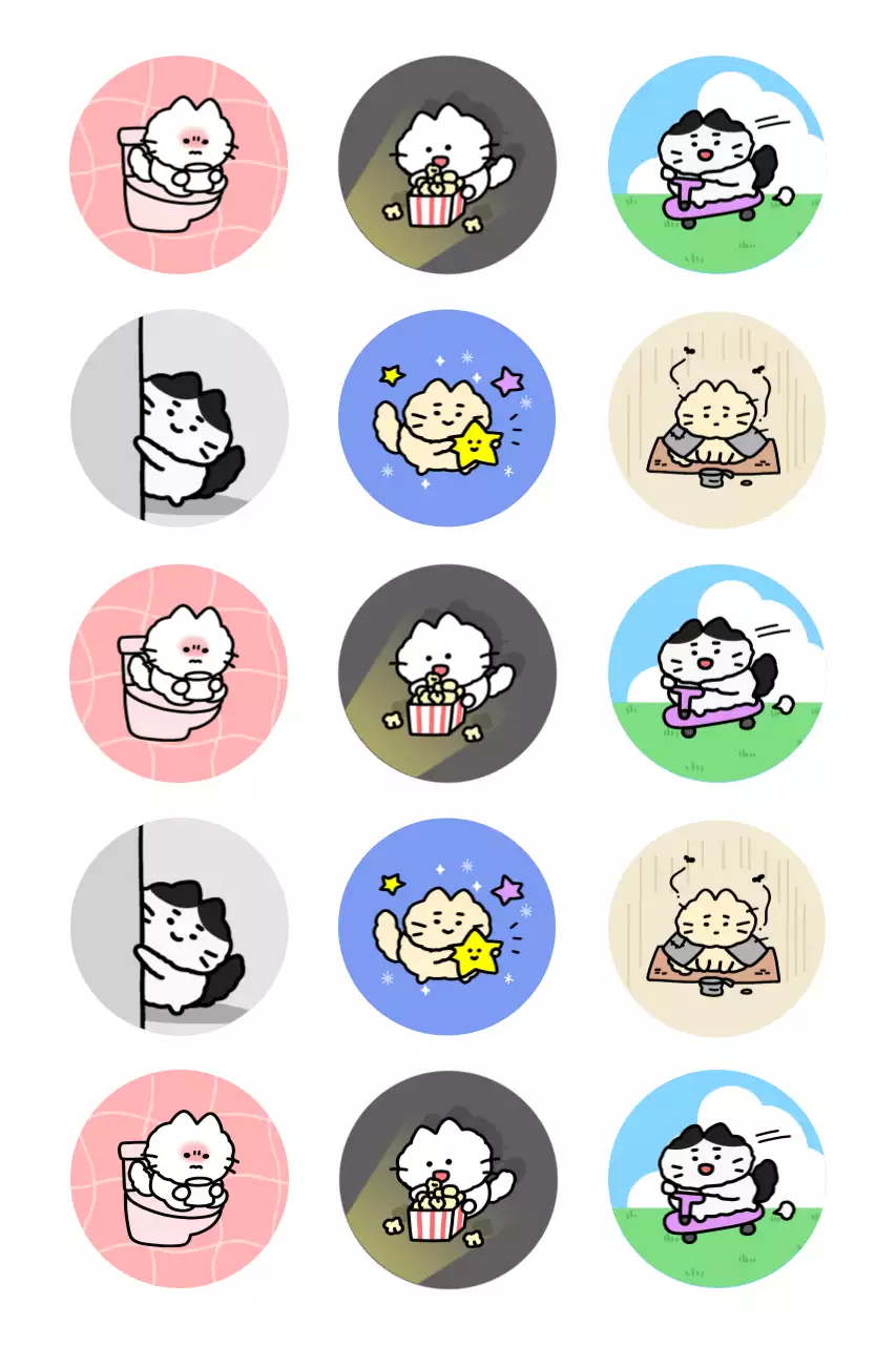 Autocollants de personnages mignons roses