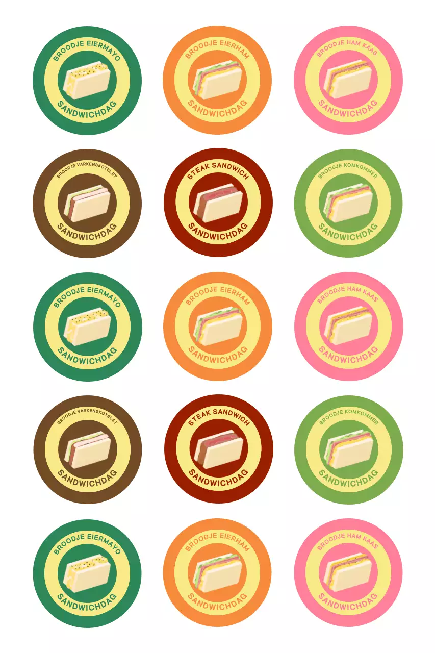 Groene Retro Sandwich Sticker