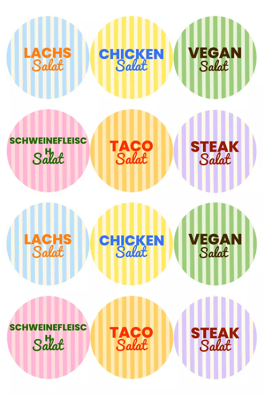 Bunte Pop-Food-Aufkleber