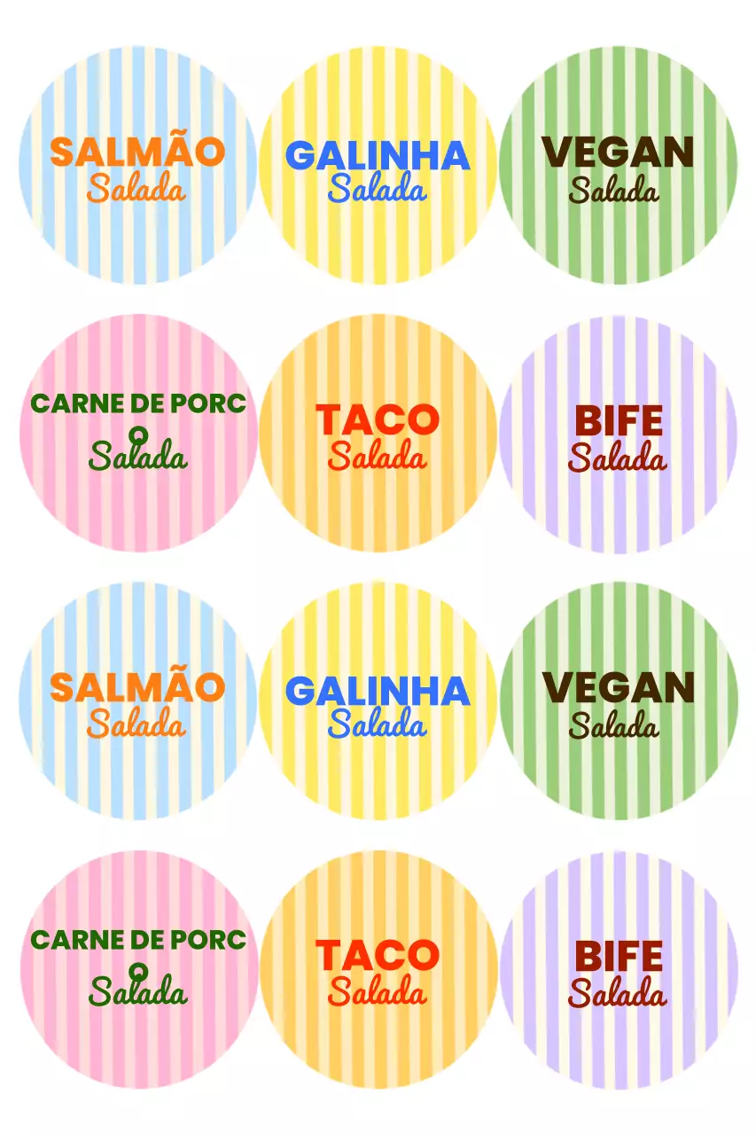 Adesivos coloridos de comida pop