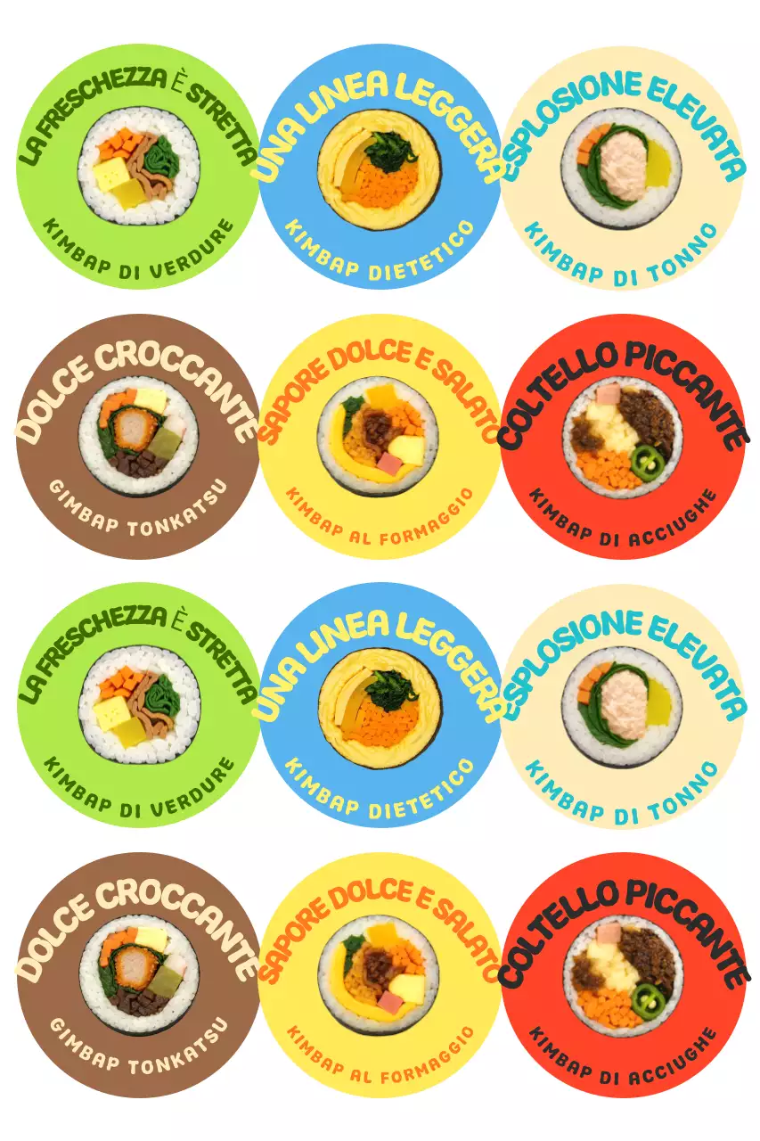 Pubblicità colorata e kitsch di kimbap