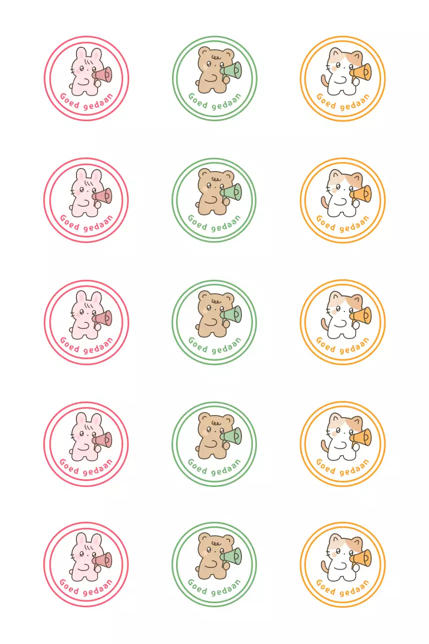 Roze schattige dierenstickers