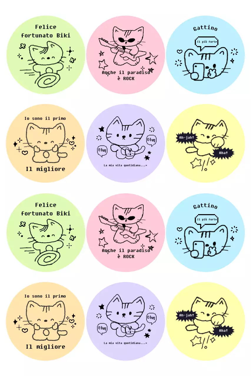 Adesivi viola e carini dei cartoni animati