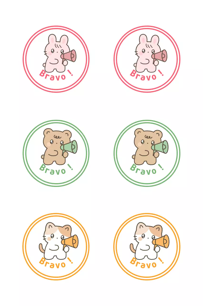 Autocollants d'animaux mignons roses