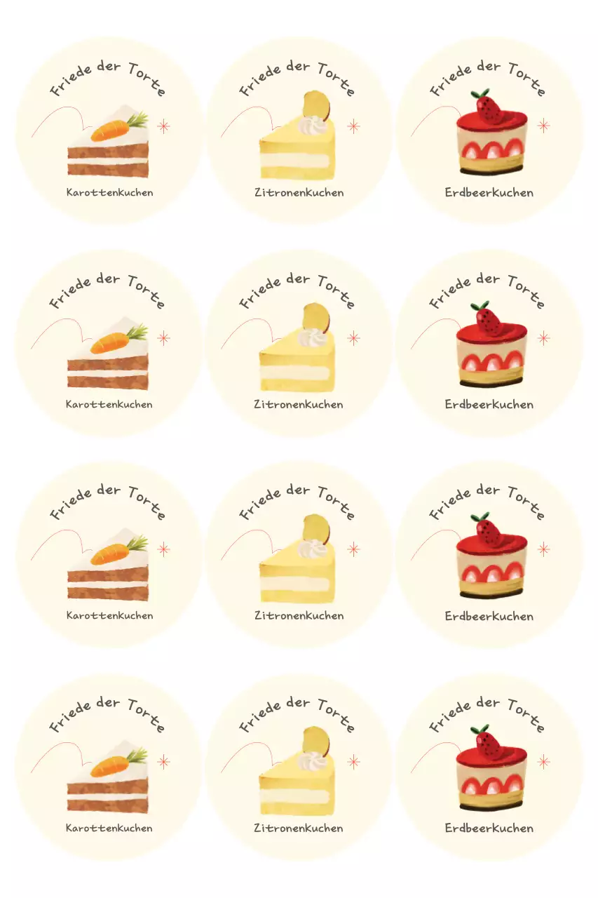 Elfenbeinfarbener süßer Dessert-Aufkleber