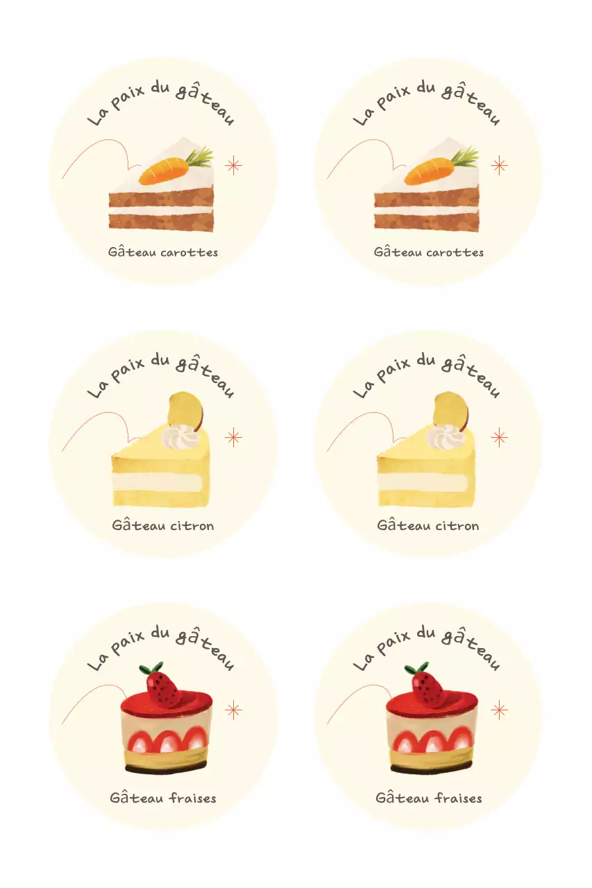 Autocollant mignon de dessert ivoire