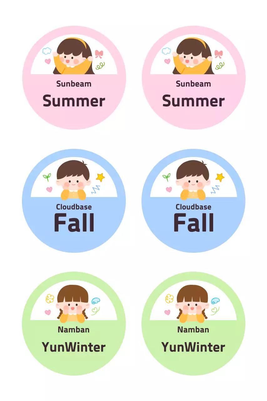 Pink cute character stickers