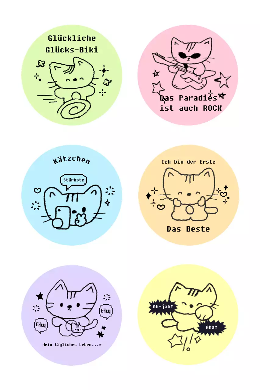 Grüner süßer Katzenaufkleber