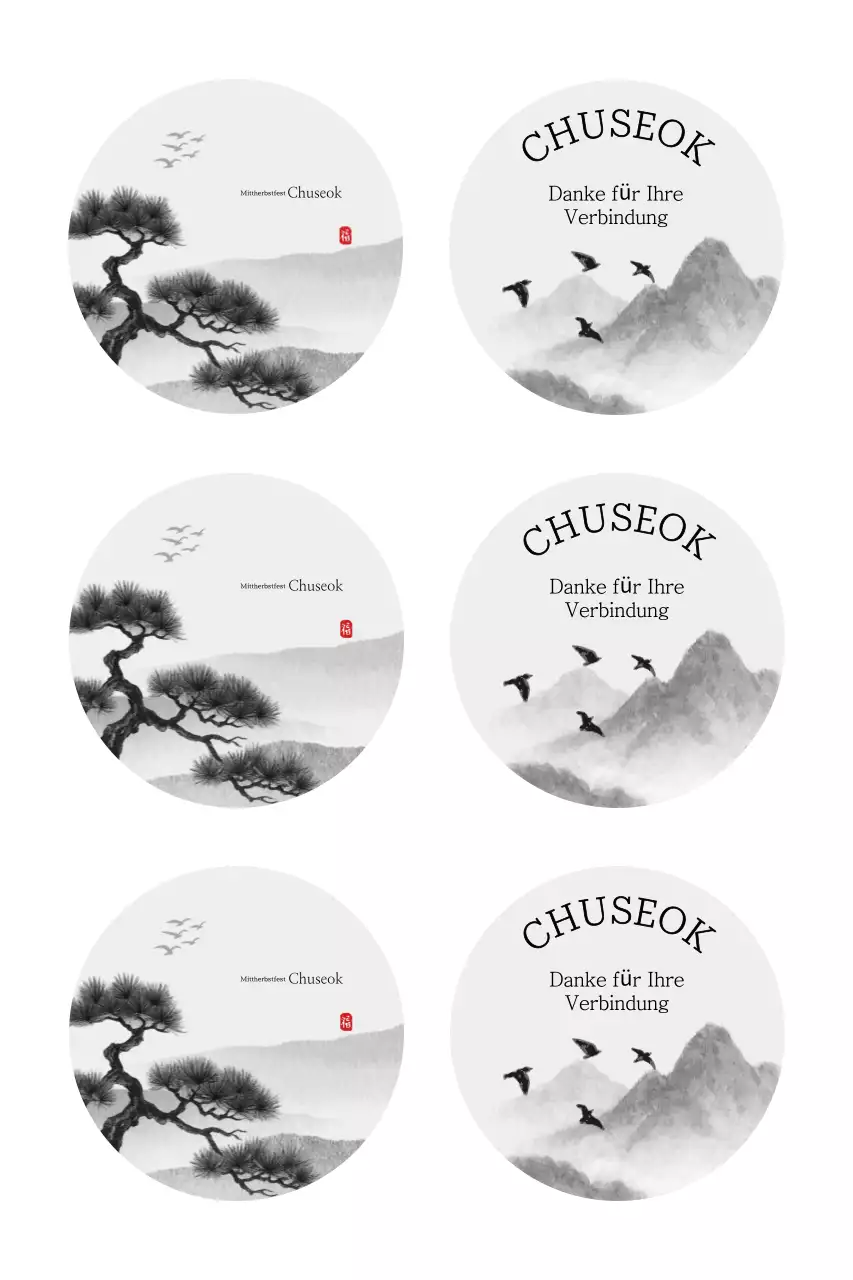 Schwarz-weiße traditionelle Chuseok-Postkarte