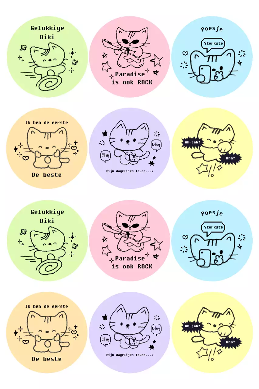 Paarse en schattige cartoonstickers