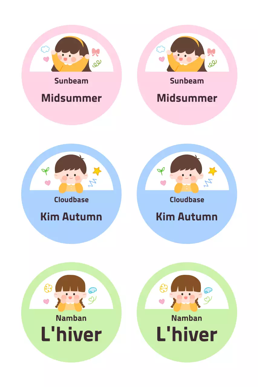 Autocollants de personnages mignons roses