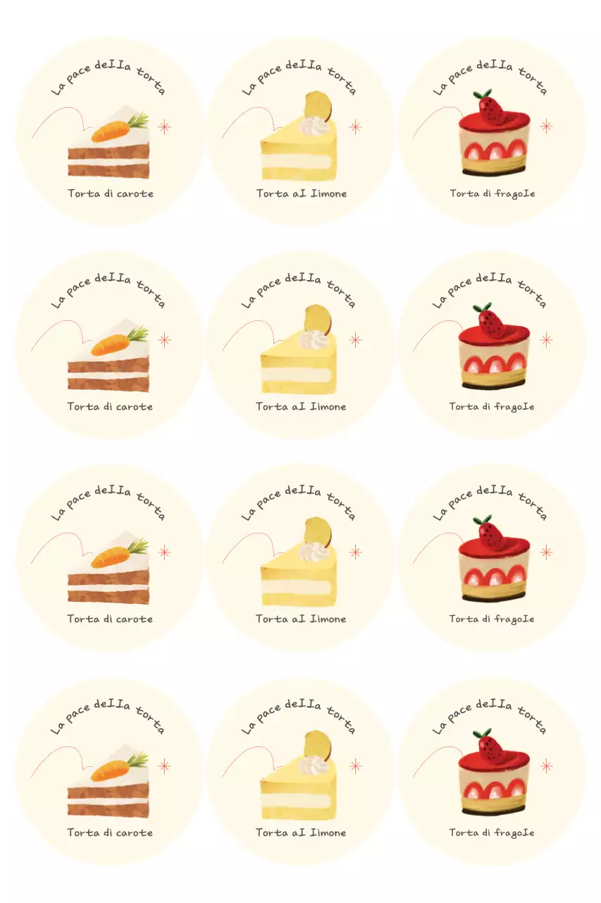 Adesivo per dessert carino color avorio