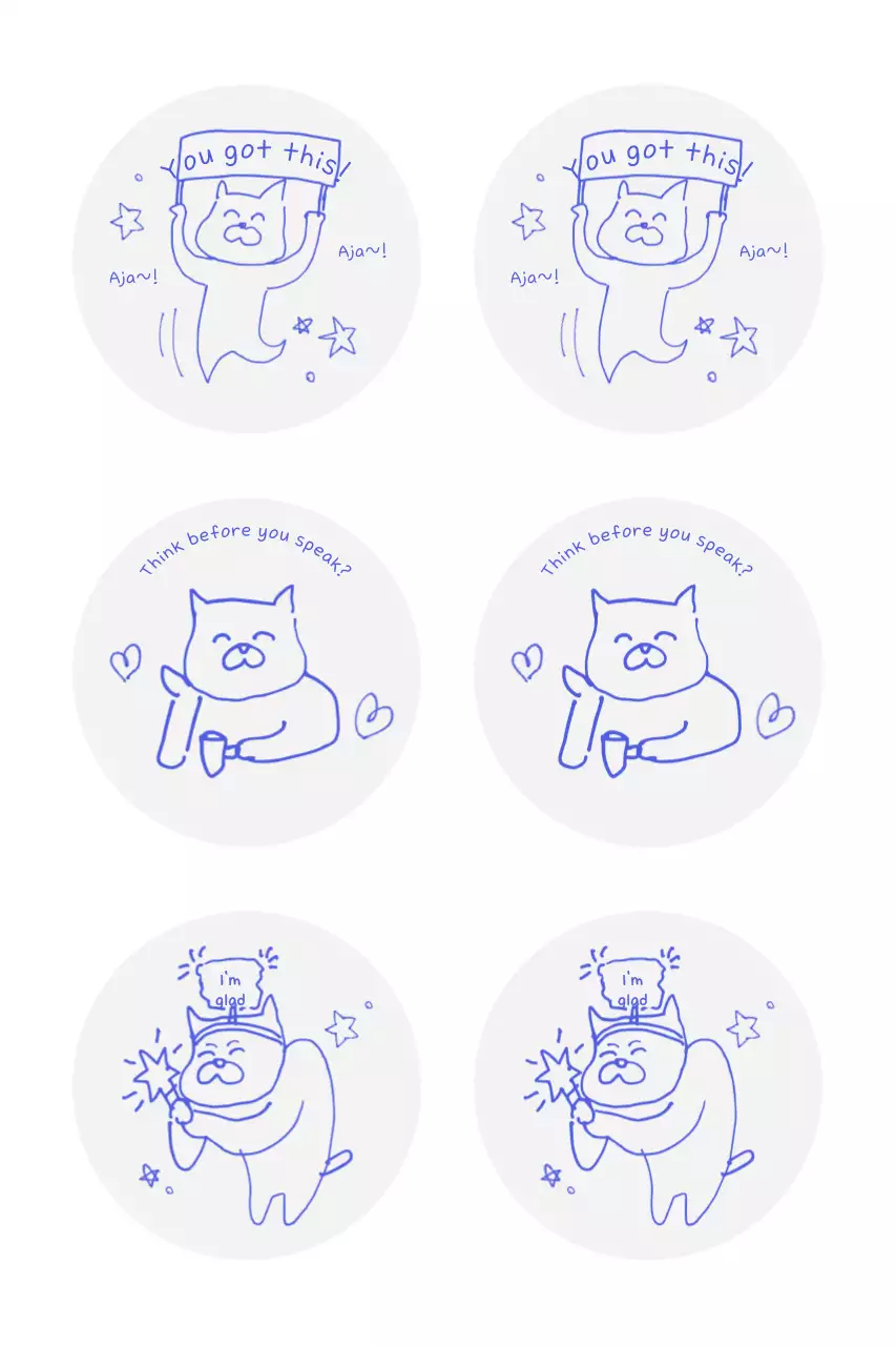 Blue cute character stickers
