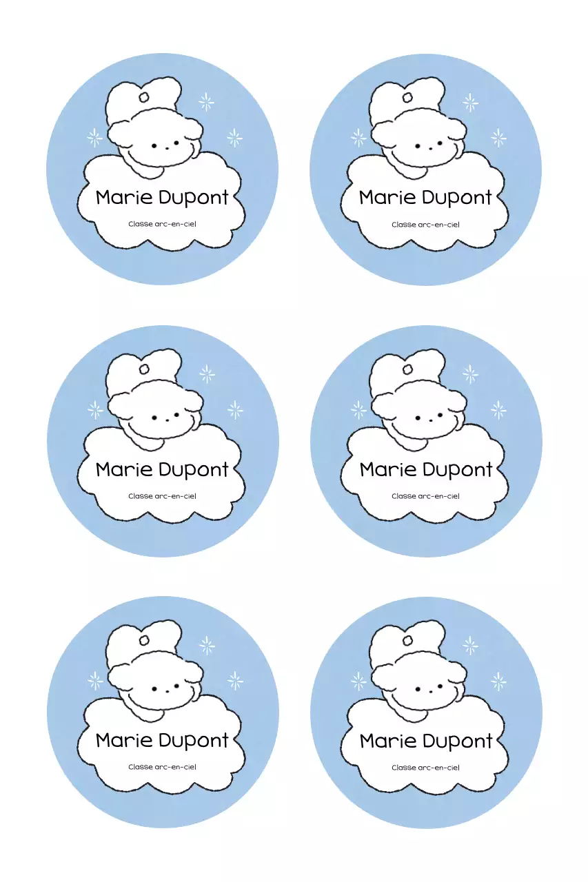 Autocollant mignon bleu ciel avec phrase