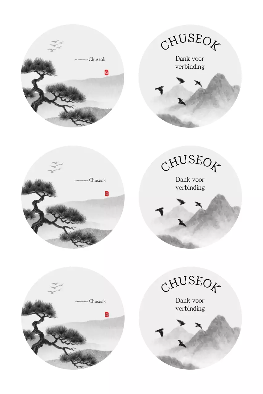 Zwart-wit traditionele Chuseok-ansichtkaart