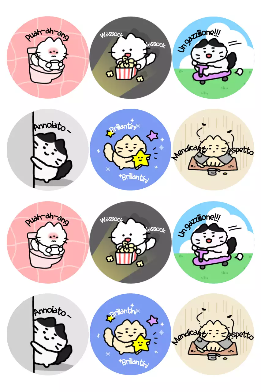 Adesivi viola e carini dei cartoni animati