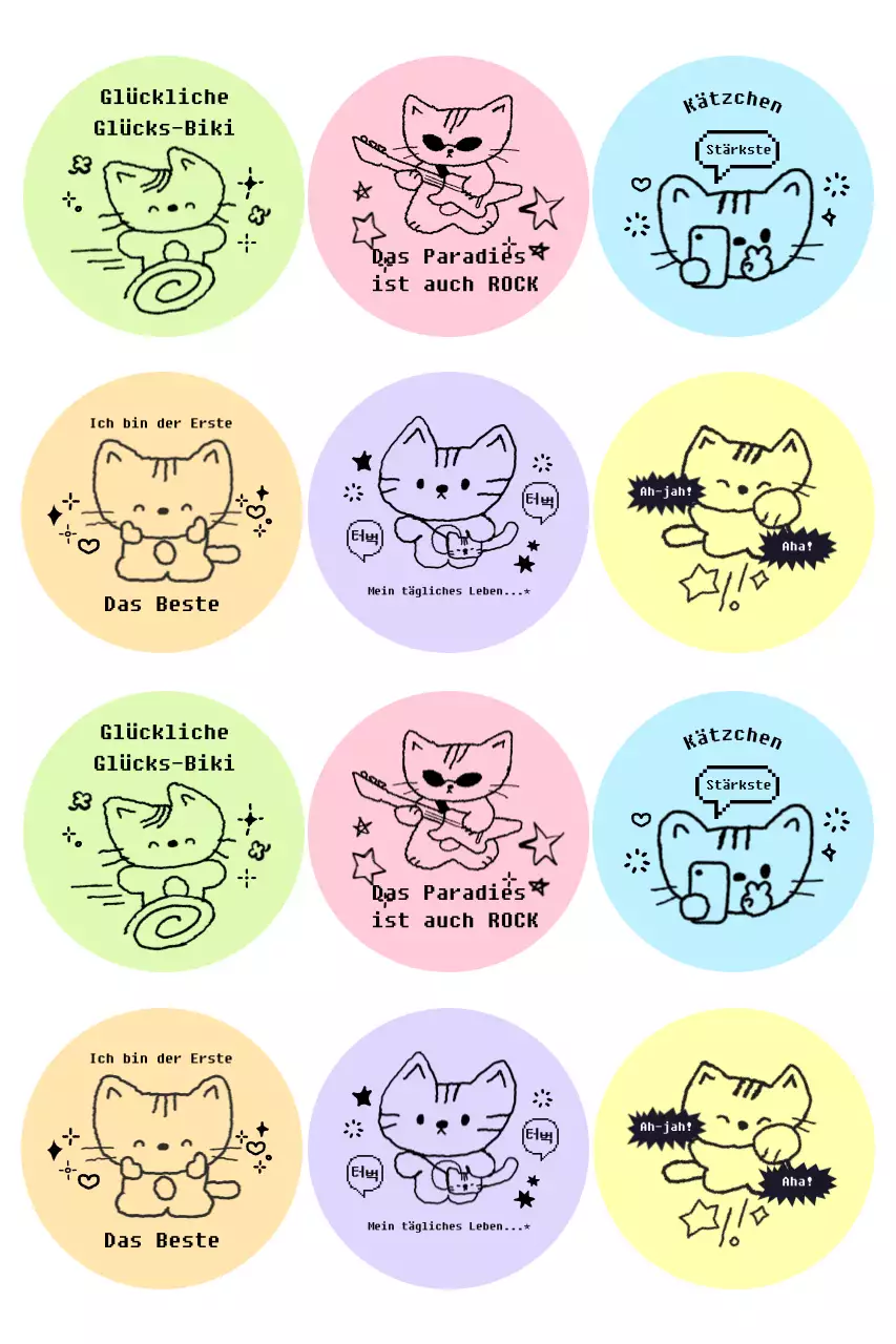 Lila und süße Cartoon-Aufkleber