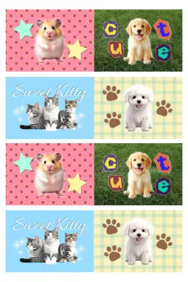 Autocollants d'animaux mignons roses