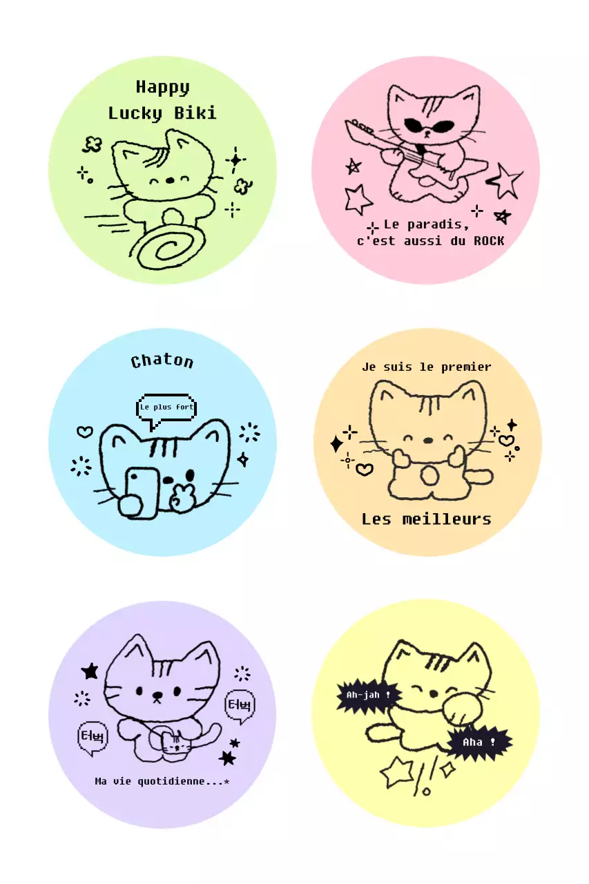 Autocollant chat mignon vert