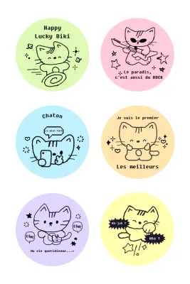 Autocollant chat mignon vert