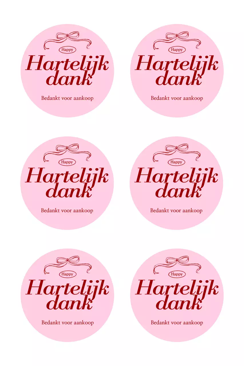 Roze eenvoudige bedanksticker