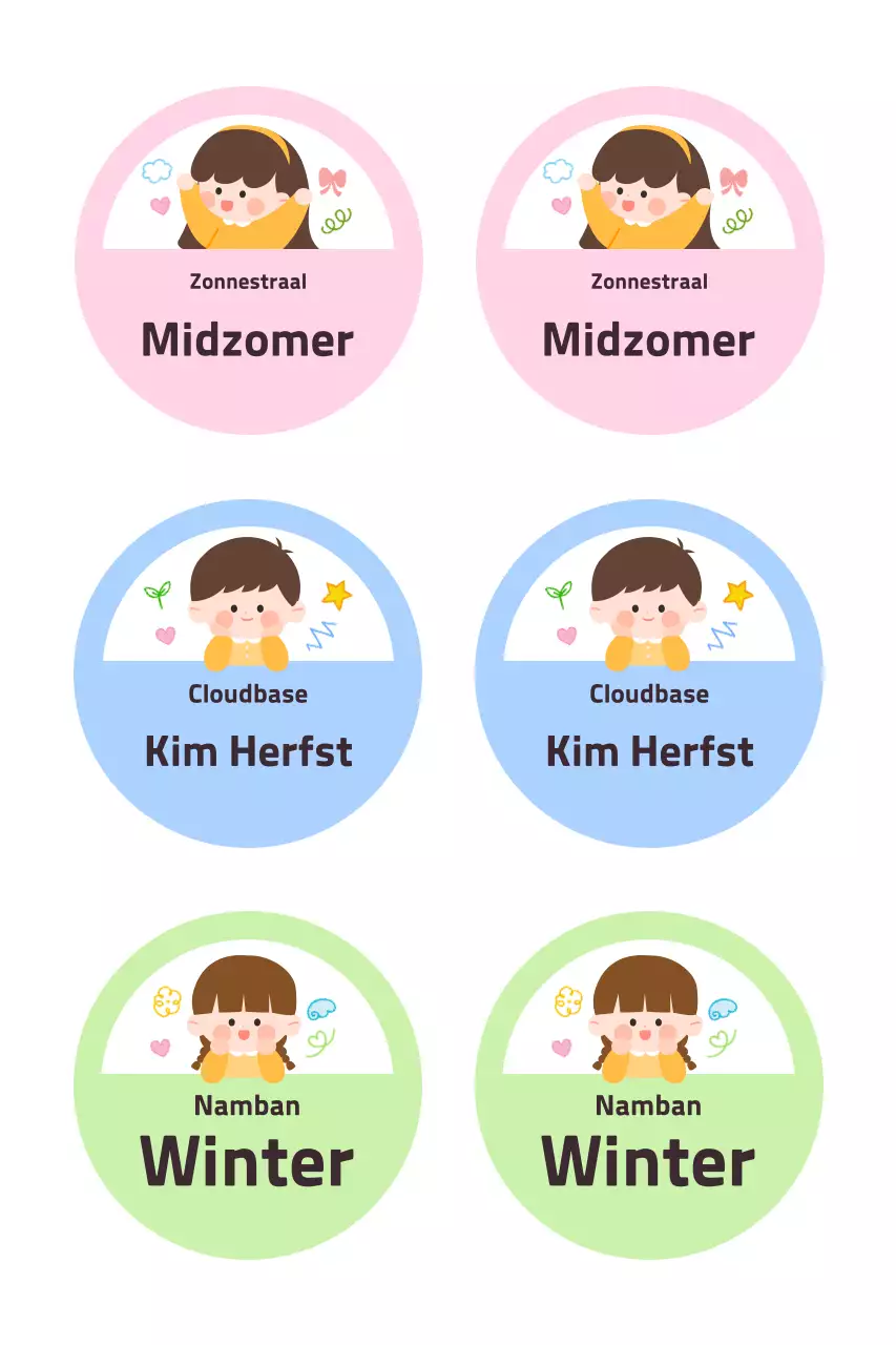 Roze schattige karakterstickers