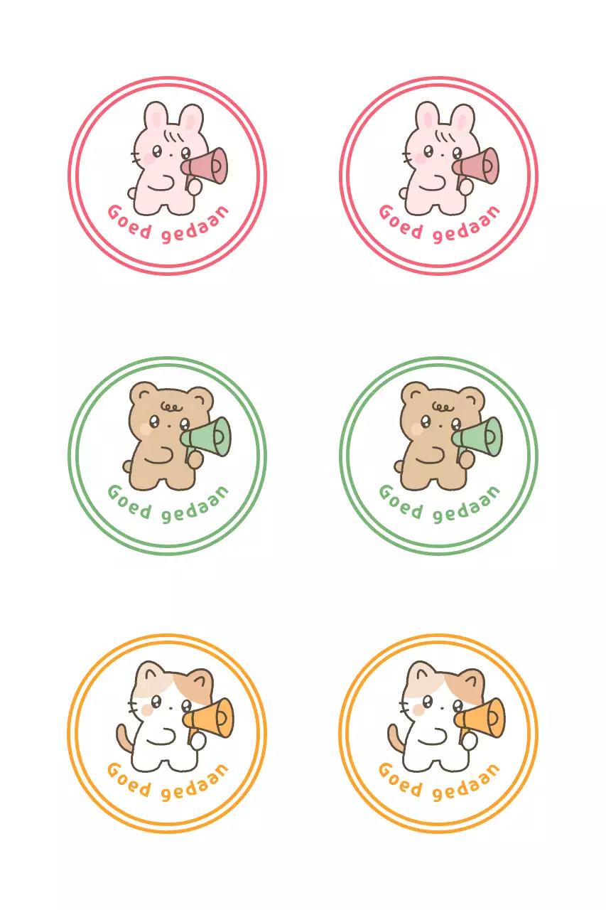 Roze schattige dierenstickers