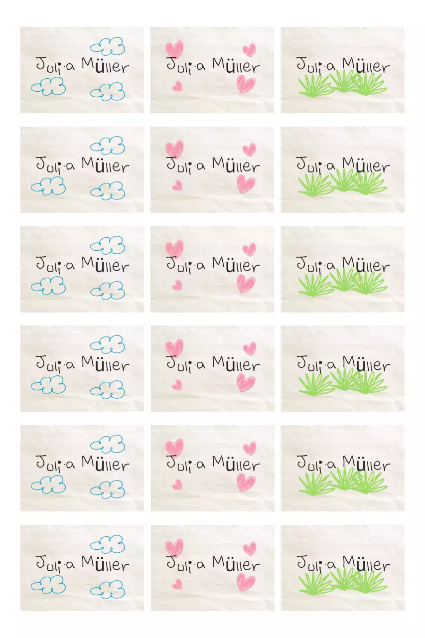 Elfenbeinfarbene Aufkleber mit süßem Design