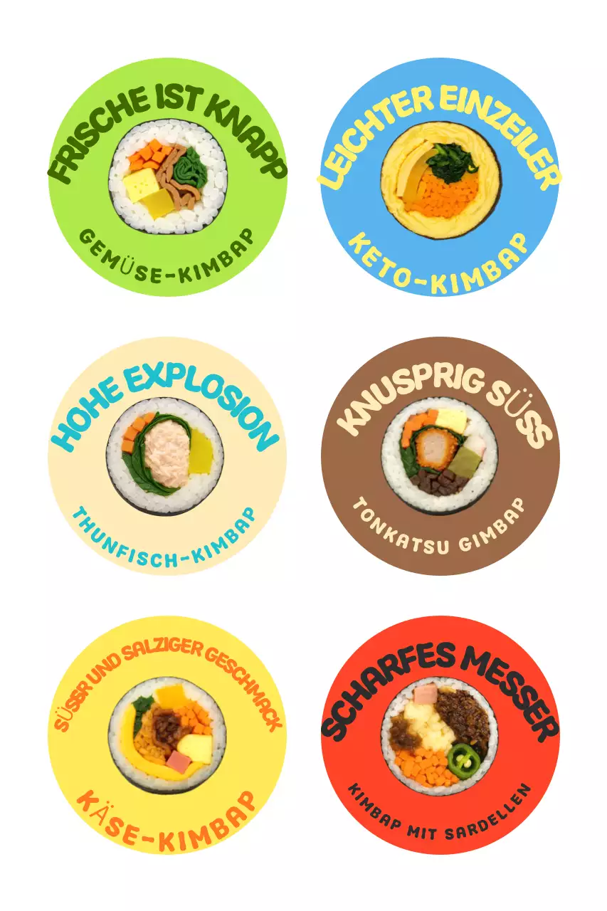 Farbige Pop-Food-Aufkleber