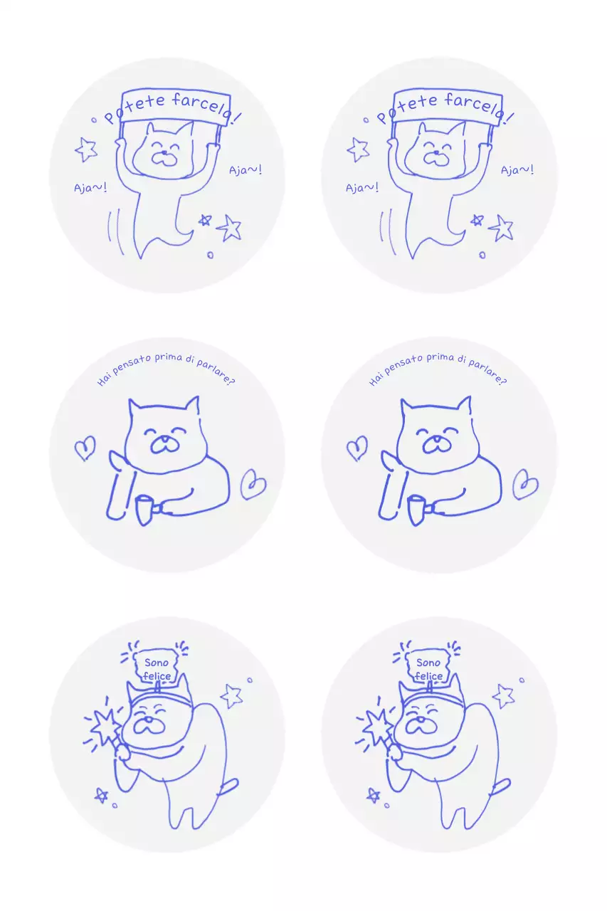 Adesivi blu con simpatici personaggi