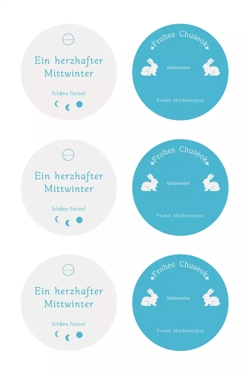 Himmelblauer einfacher Chuseok-Aufkleber