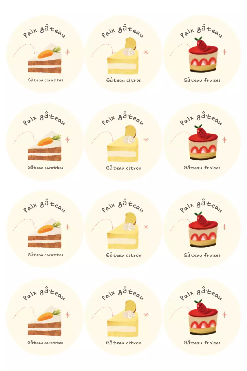 Autocollant mignon de dessert ivoire