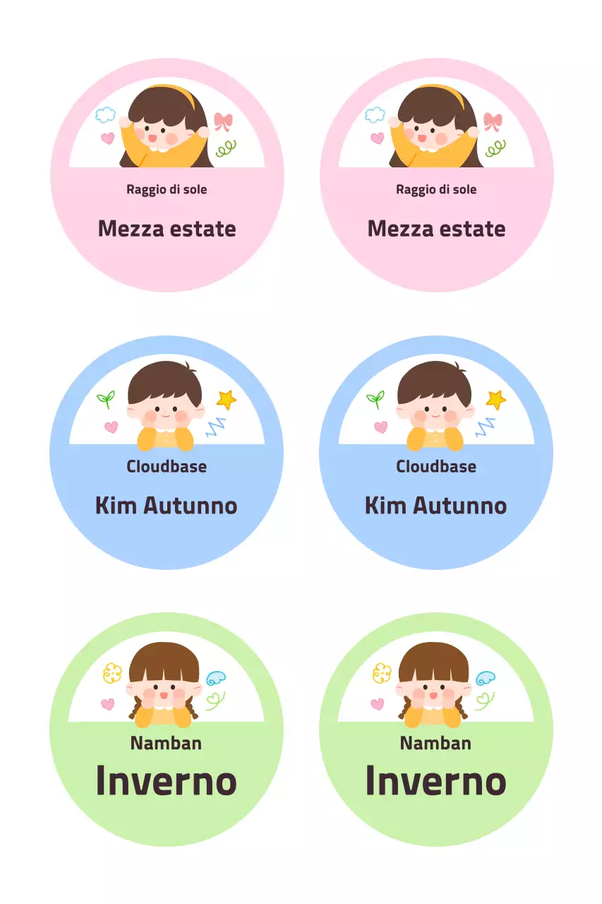 Adesivi rosa con simpatici personaggi