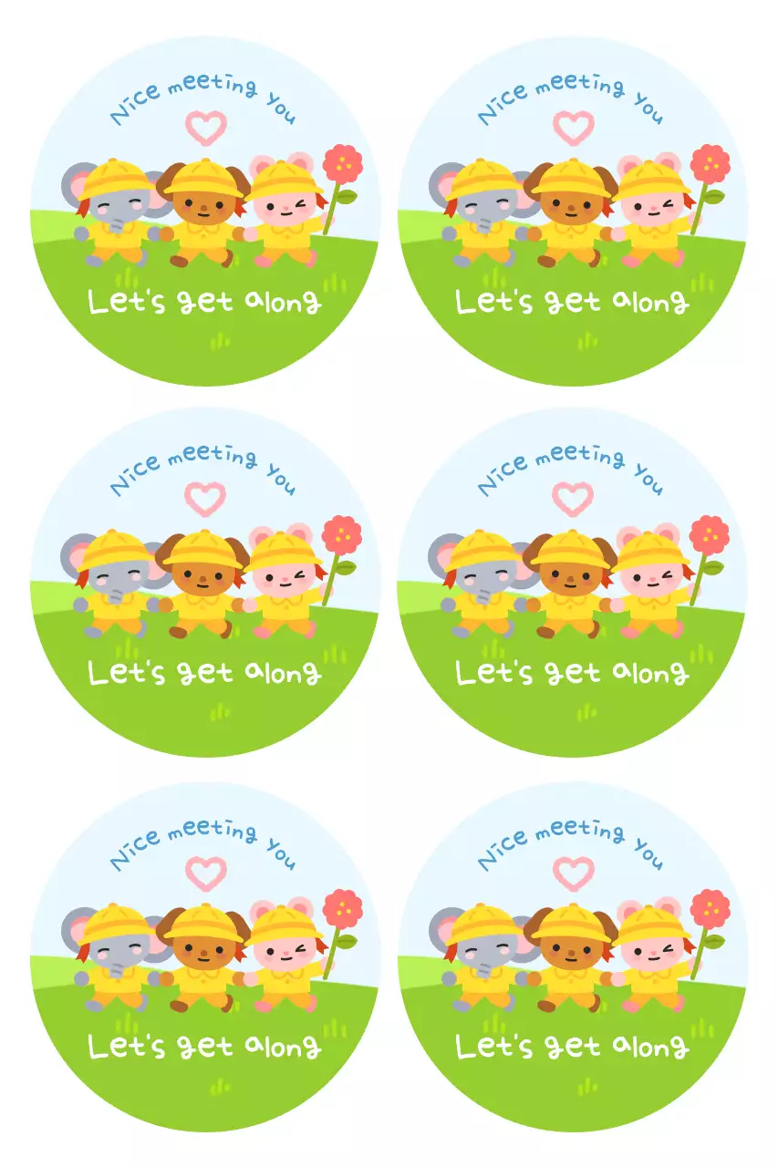 Nhãn dán động vật dễ thương màu xanh lá cây