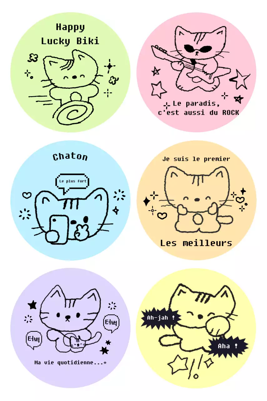 Autocollant chat mignon vert