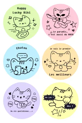 Autocollant chat mignon vert