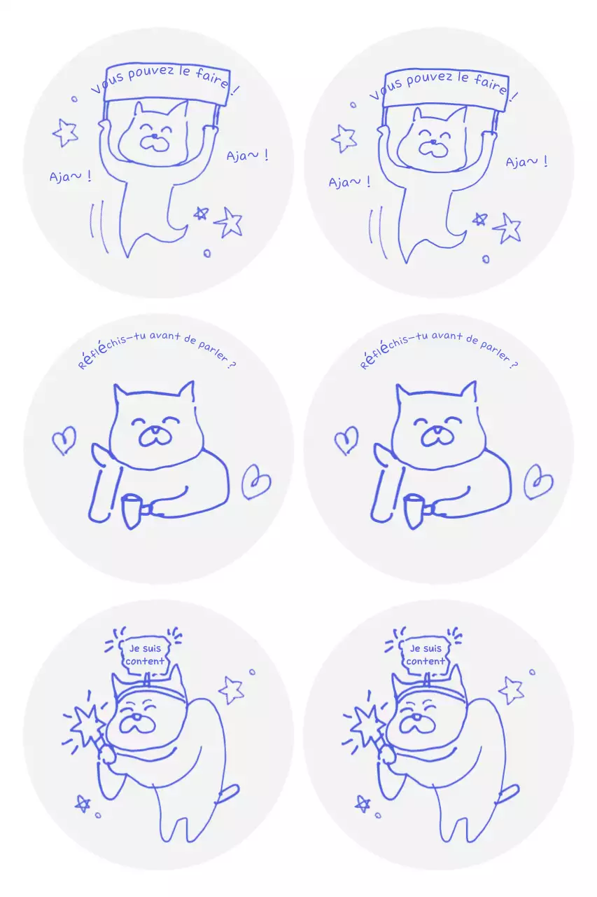 Autocollants de dessin animé mignons bleus