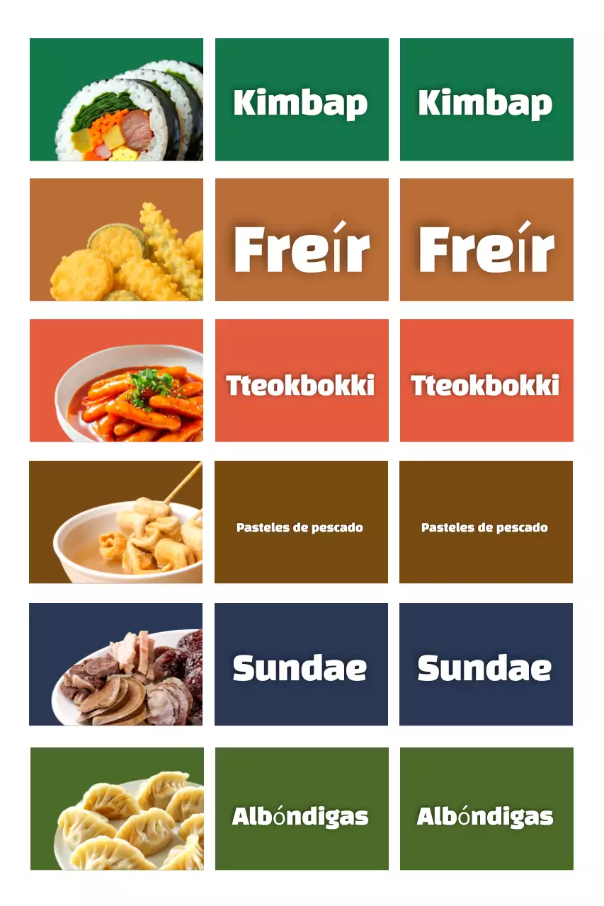 Menú de comida callejera sencilla y ecológica