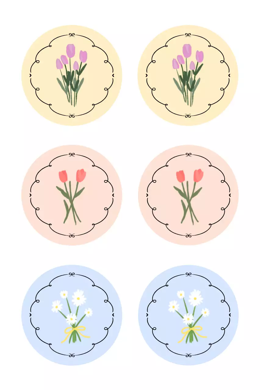 Adesivos de flores roxas fofas