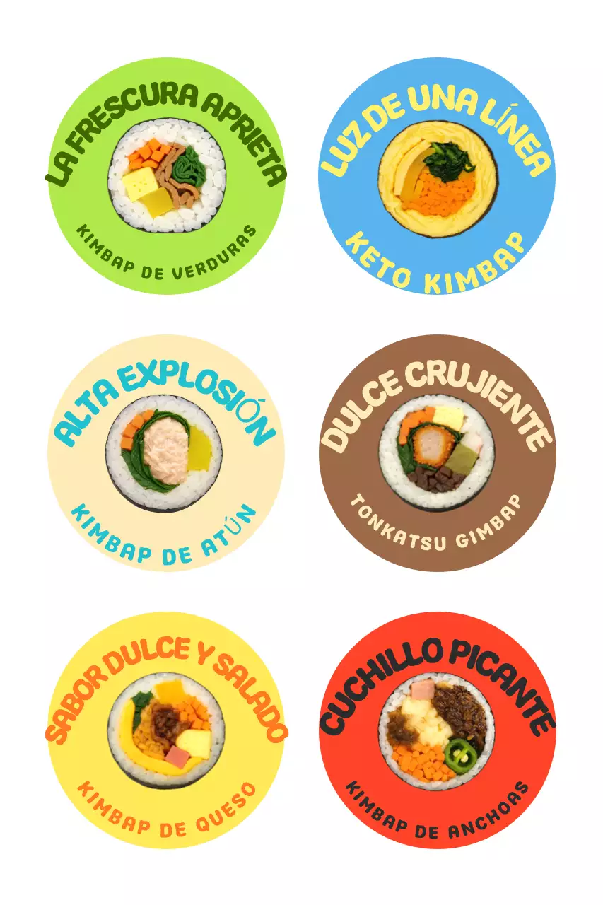 Pegatinas de comida con colores vibrantes