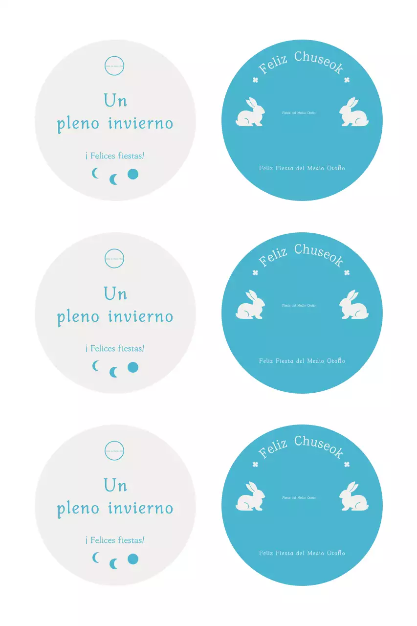 Pegatina sencilla de Chuseok en color azul cielo