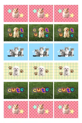 Pegatinas rosas de animales lindos