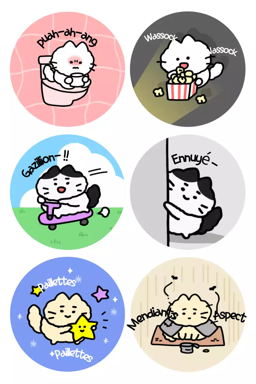 Autocollants de dessin animé mignons bleus